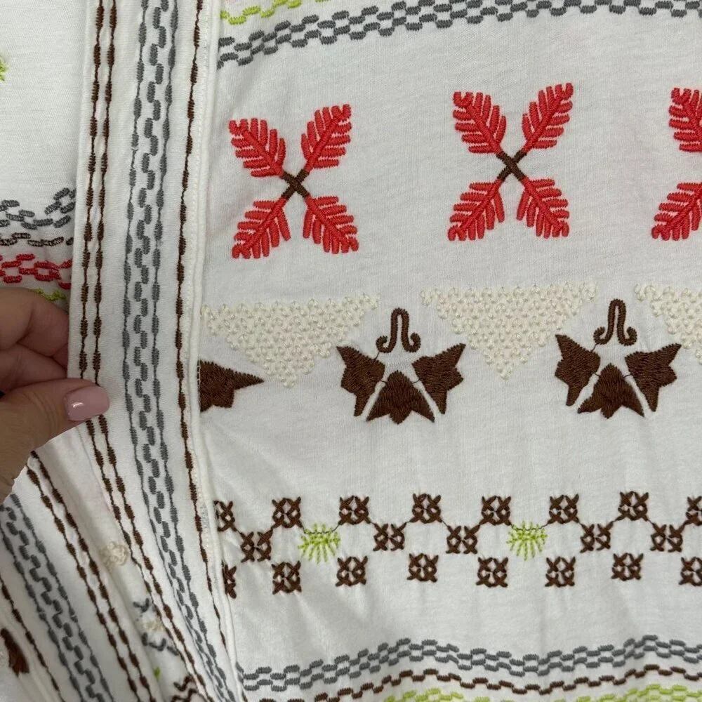 Johnny Was Open Front Cardigan XS Embroidery Southwestern Cotton Multicolor EUC